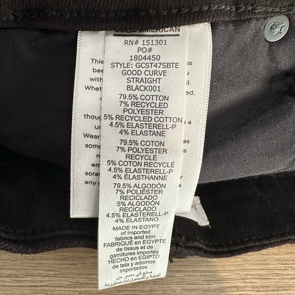 Good American Good Curve Straight Never Fade Jeans Black 6/28 - Picture 7 of 11